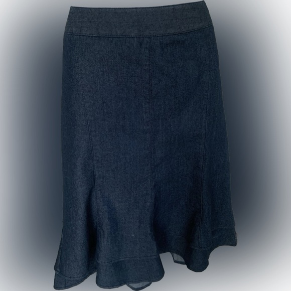 Nordstrom New Directions Blue Denim Ruffle Cabincore Skirt Women’s M 8-10 New - Picture 1 of 7